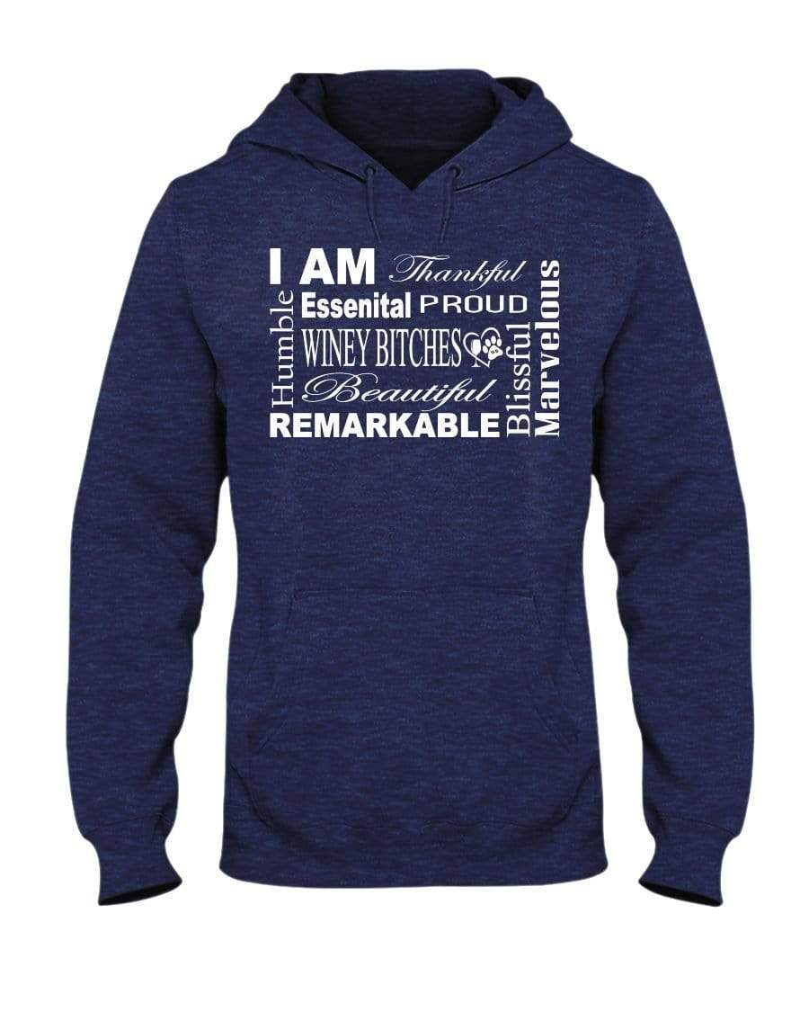 Sweatshirts Vintage Hth Navy / S Winey Bitches Co "I Am Essential" White Letters- 50/50 Hoodie WineyBitchesCo