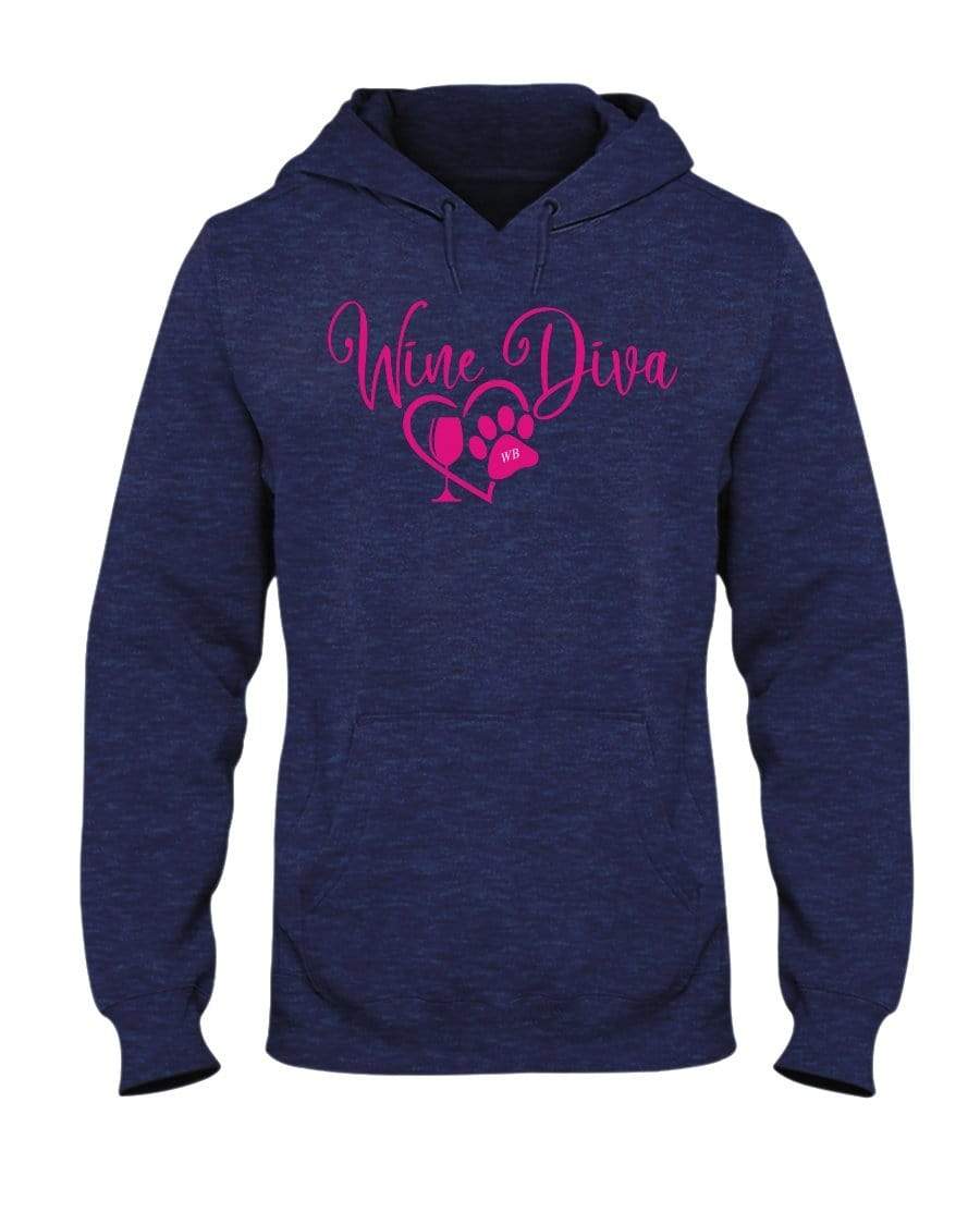 Sweatshirts Vintage Hth Navy / S Winey Bitches Co "Wine Diva 2" 50/50 Hoodie WineyBitchesCo