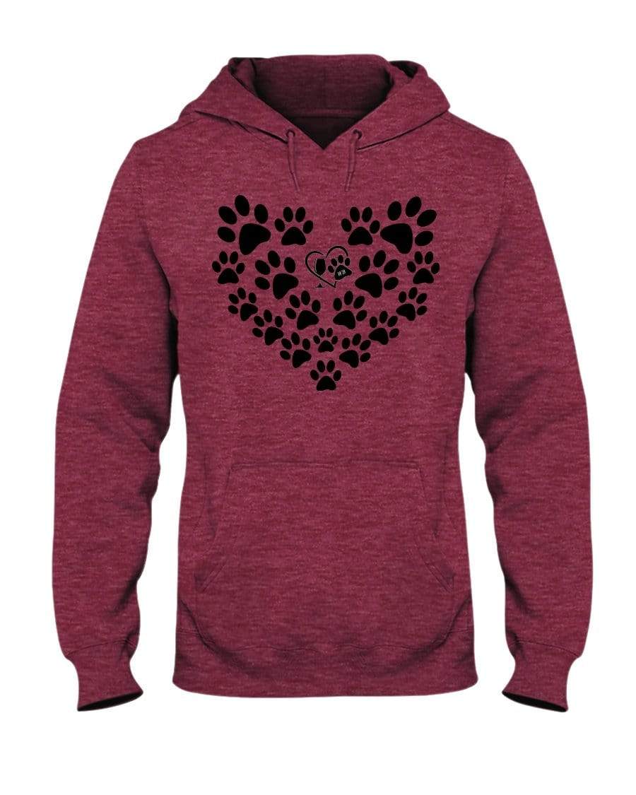 Sweatshirts Vintage Hth Red / S Winey Bitches Co Heart Paws (Black) 50/50 Hoodie WineyBitchesCo