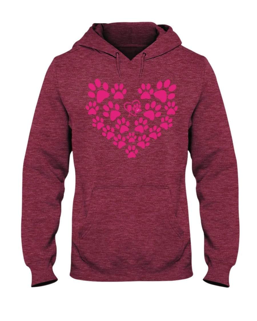 Sweatshirts Vintage Hth Red / S Winey Bitches Co Heart Paws (Pink) 50/50 Hoodie-Pink Lttrs WineyBitchesCo