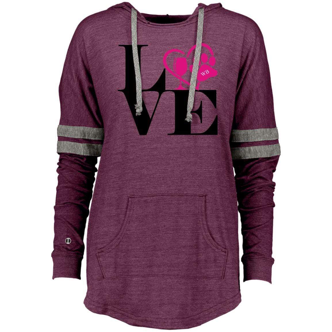Sweatshirts Vintage Maroon/Vintage Grey / X-Small WineyBitches.Co "Love Paw 2" Holloway Ladies Hooded Low Key Pullover WineyBitchesCo