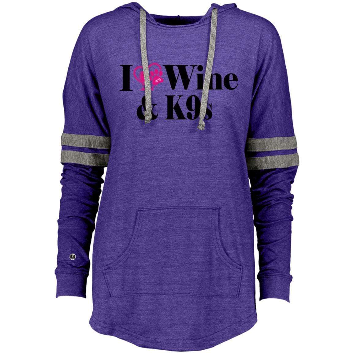 Sweatshirts Vintage Purple/Vintage Grey / S WineyBitches.Co "I Love Wine and K9s" Holloway Ladies Hooded Low Key Pullover WineyBitchesCo