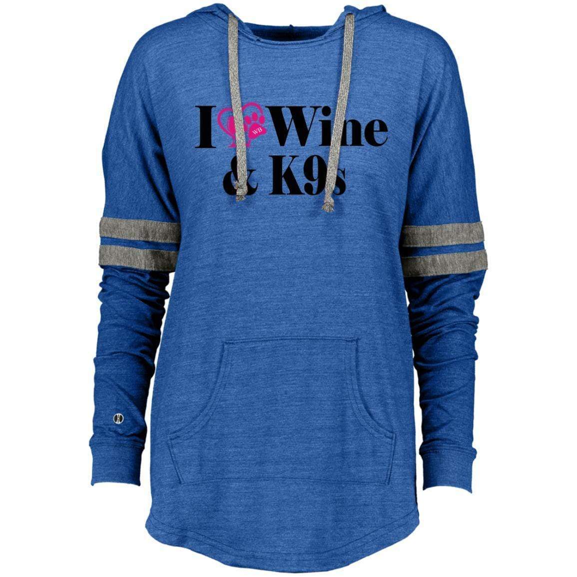 Sweatshirts Vintage Royal/Vintage Grey / X-Small WineyBitches.Co "I Love Wine and K9s" Holloway Ladies Hooded Low Key Pullover WineyBitchesCo