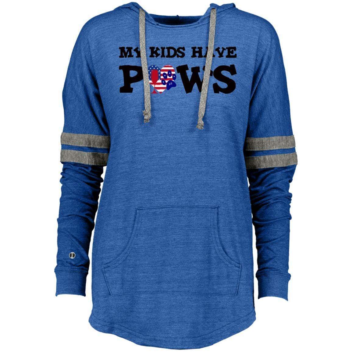 Sweatshirts Vintage Royal/Vintage Grey / X-Small WineyBitches.Co My Kids Have Paws Ladies Hooded Low Key Pullover WineyBitchesCo