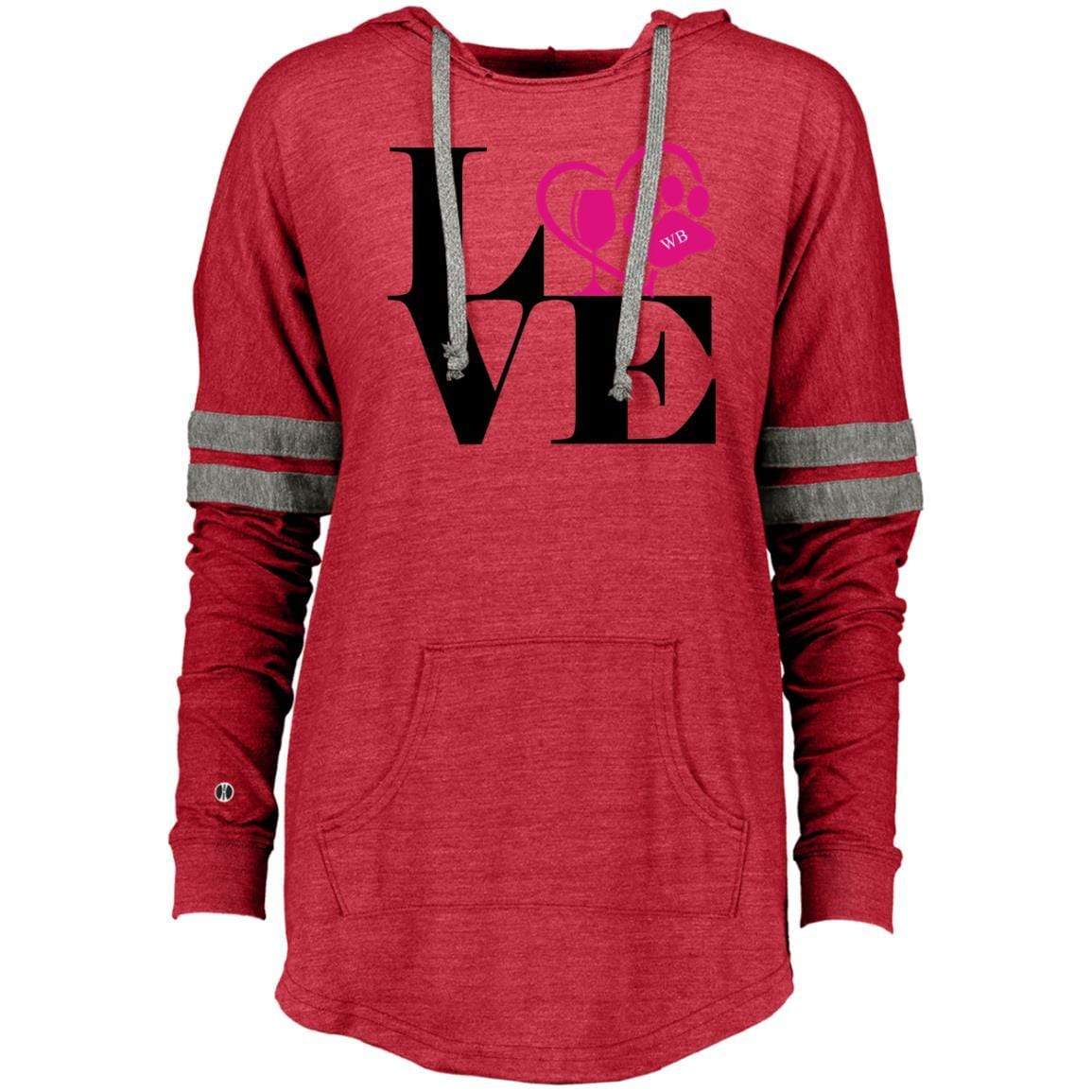 Sweatshirts Vintage Scarlet/Vintage Grey / X-Small WineyBitches.Co "Love Paw 2" Holloway Ladies Hooded Low Key Pullover WineyBitchesCo