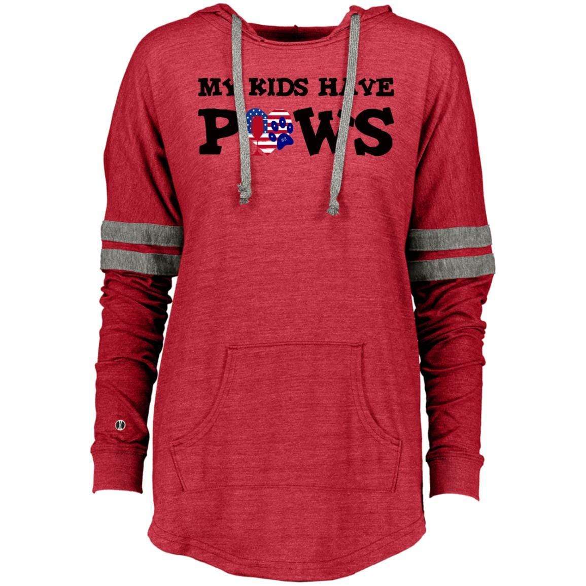 Sweatshirts Vintage Scarlet/Vintage Grey / X-Small WineyBitches.Co My Kids Have Paws Ladies Hooded Low Key Pullover WineyBitchesCo