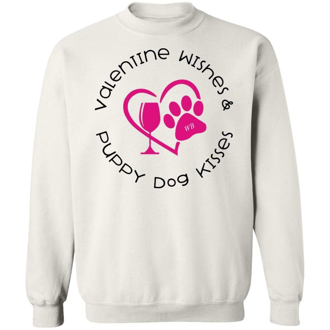 Sweatshirts White / S Winey Bitches Co Crewneck 'Valentine Wishes and Puppy Dog Kisses" (Heart) Pullover Sweatshirt 8 oz. WineyBitchesCo
