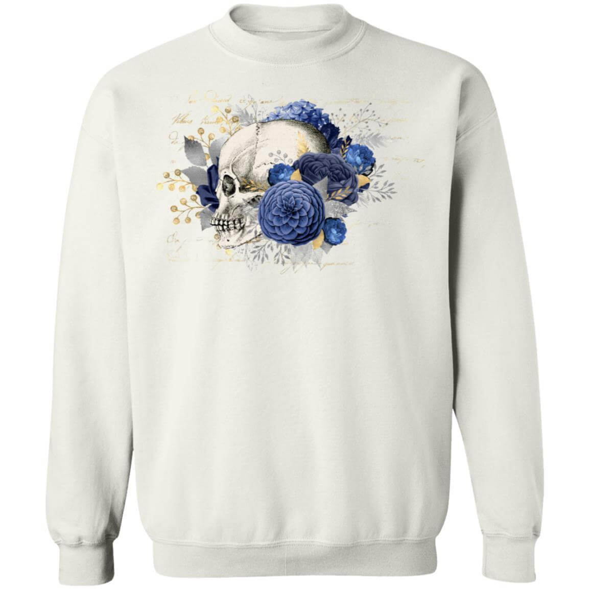 Sweatshirts White / S Winey Bitches Co Floral Skull Crewneck Pullover Sweatshirt 8 oz. WineyBitchesCo