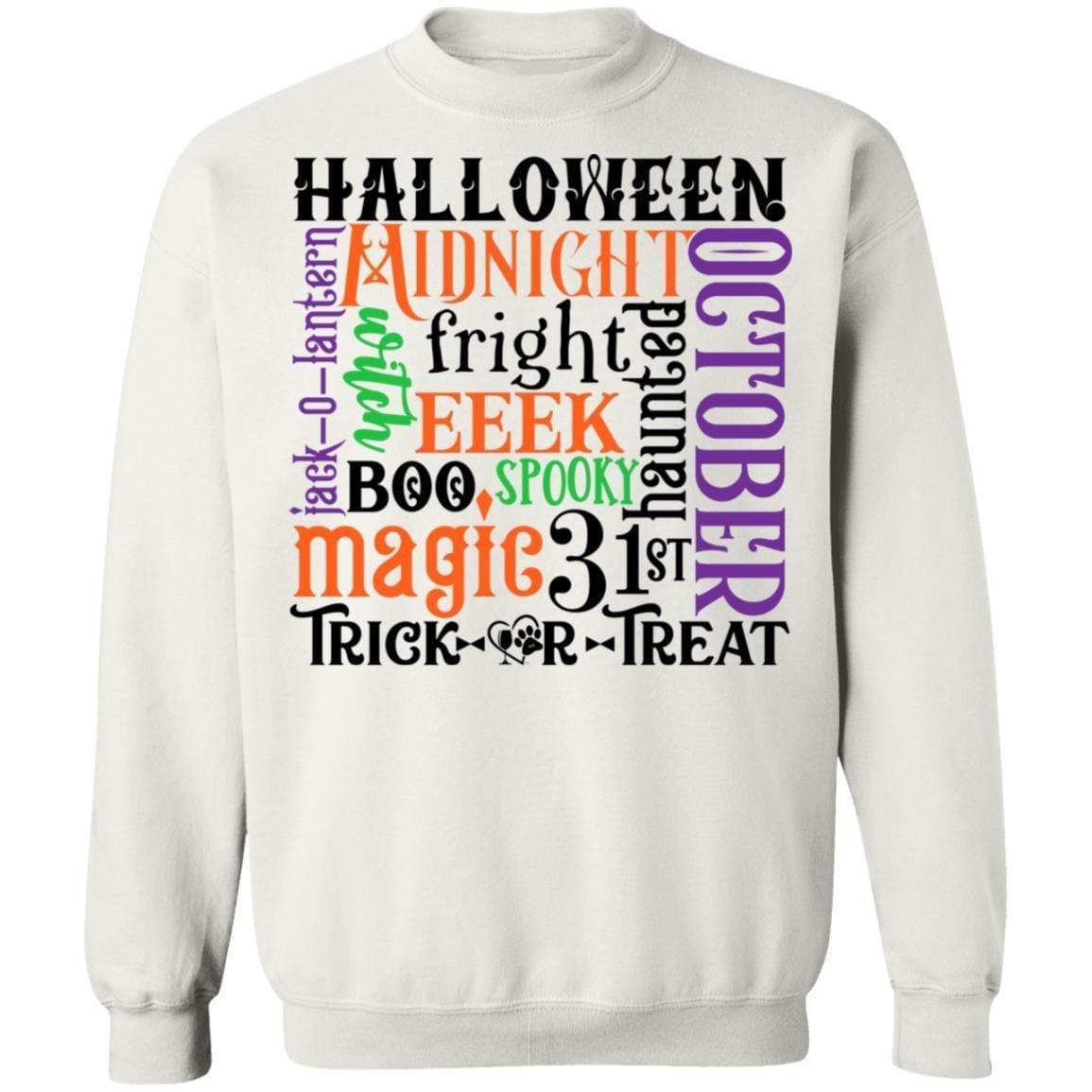Sweatshirts White / S Winey Bitches Co "Halloween Word Jumble" Crewneck Pullover Sweatshirt 8 oz. WineyBitchesCo