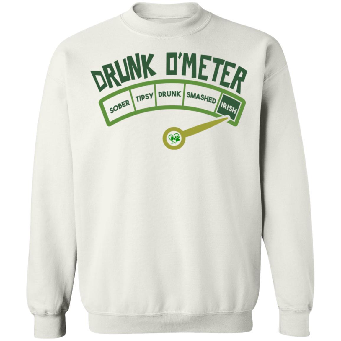 Sweatshirts White / S Winey Bitches Co "Irish Drunk O'Meter Crewneck Pullover Sweatshirt 8 oz. WineyBitchesCo