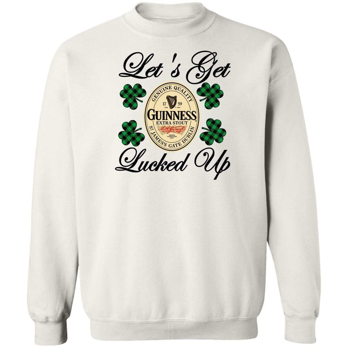 Sweatshirts White / S Winey Bitches Co "Let's Get Lucked Up" Guinness Crewneck Pullover Sweatshirt 8 oz. WineyBitchesCo