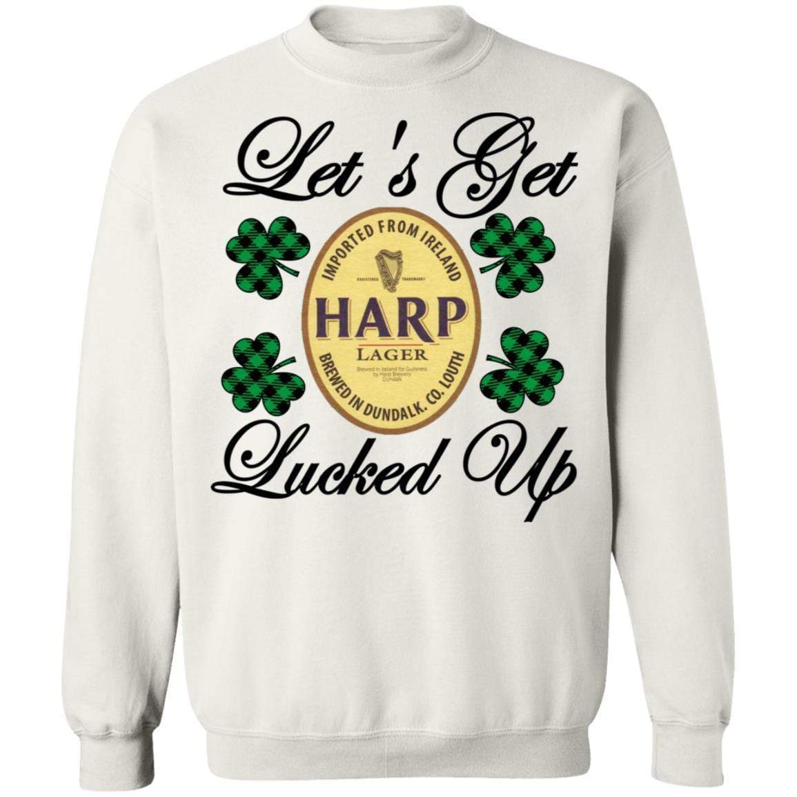 Sweatshirts White / S Winey Bitches Co "Let's Get Lucked Up" Harp Crewneck Pullover Sweatshirt 8 oz. WineyBitchesCo