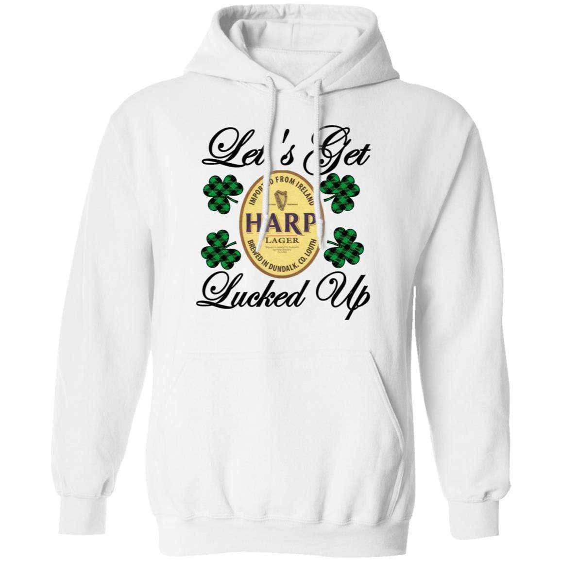 Sweatshirts White / S Winey Bitches Co "Let's Get Lucked Up" Harp Pullover Hoodie 8 oz. WineyBitchesCo