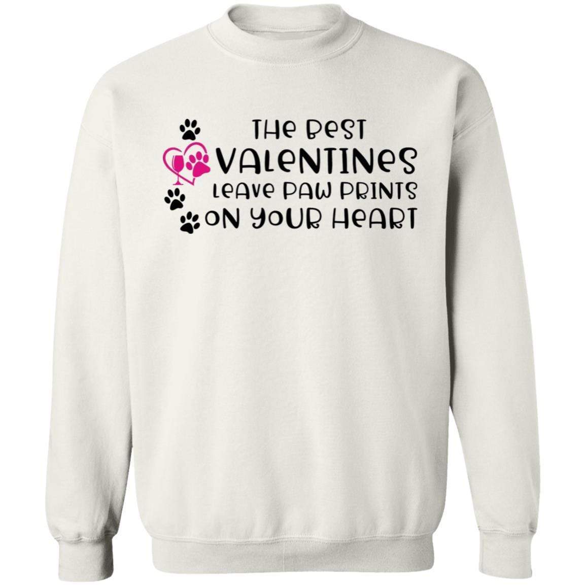 Sweatshirts White / S Winey Bitches Co "The Best Valentines Leave Paw Prints On Your Heart" Crewneck Pullover Sweatshirt 8 oz. WineyBitchesCo