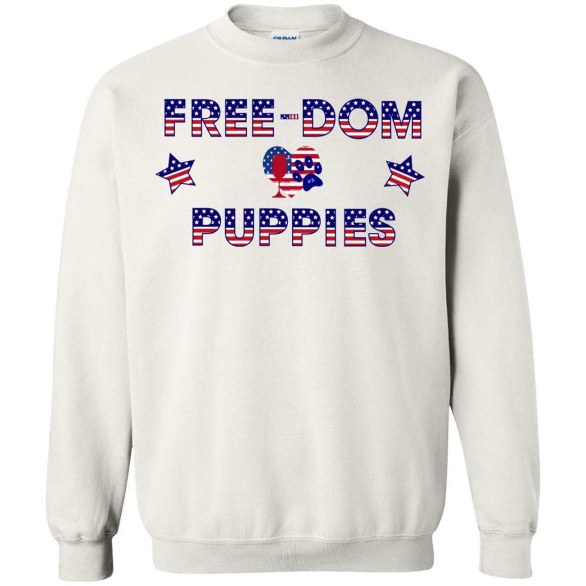 Sweatshirts White / S WineyBitches.Co Free-Dom Puppies Crewneck Pullover Sweatshirt 8 oz. WineyBitchesCo