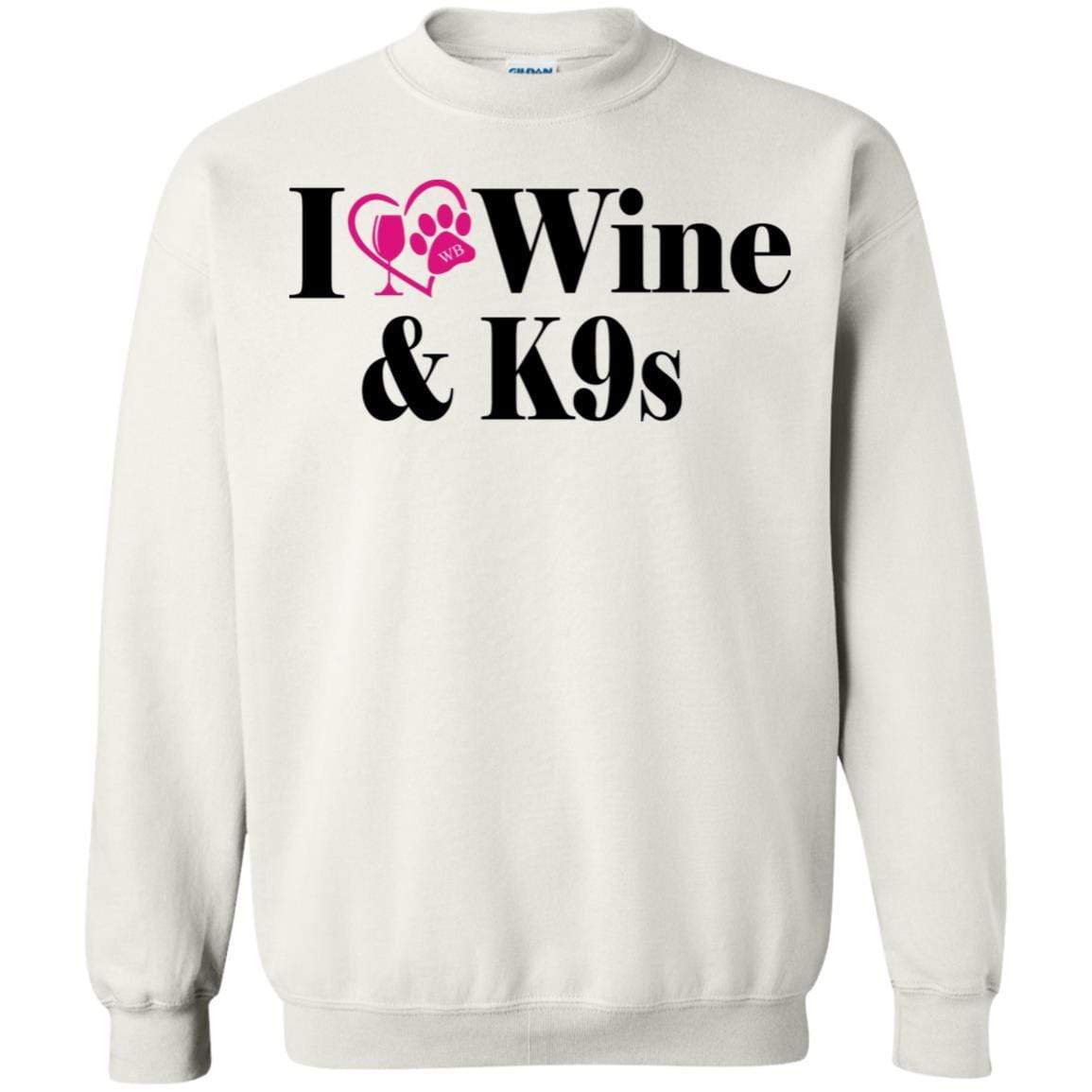 Sweatshirts White / S WineyBitches.Co "I Love Wine and K9s" Crewneck Pullover Sweatshirt 8 oz. WineyBitchesCo