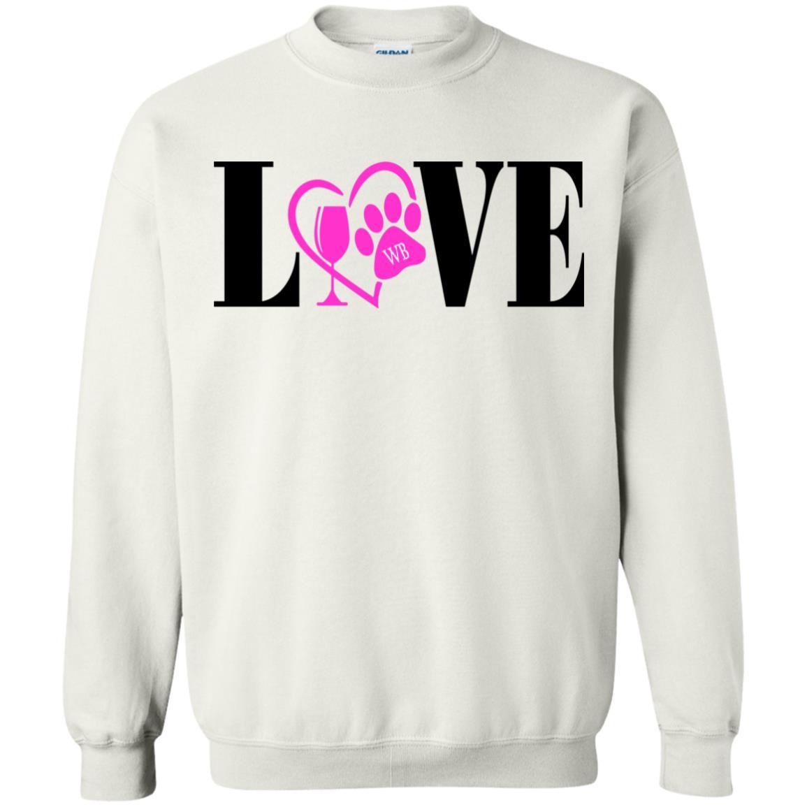 Sweatshirts White / S WineyBitches.co "Love Paw" Crewneck Pullover Sweatshirt 8 oz. WineyBitchesCo