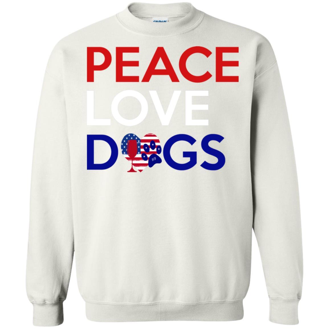 Sweatshirts White / S WineyBitches.Co Peace Love Dogs Crewneck Pullover Sweatshirt 8 oz. WineyBitchesCo