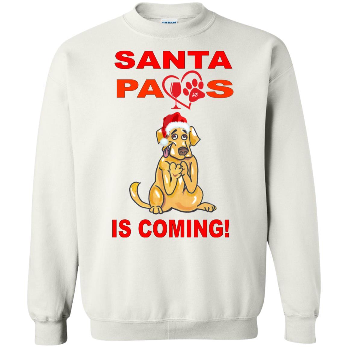 Sweatshirts White / S WineyBitches.co "Santa Paws Is Coming" Crewneck Pullover Sweatshirt 8 oz. WineyBitchesCo