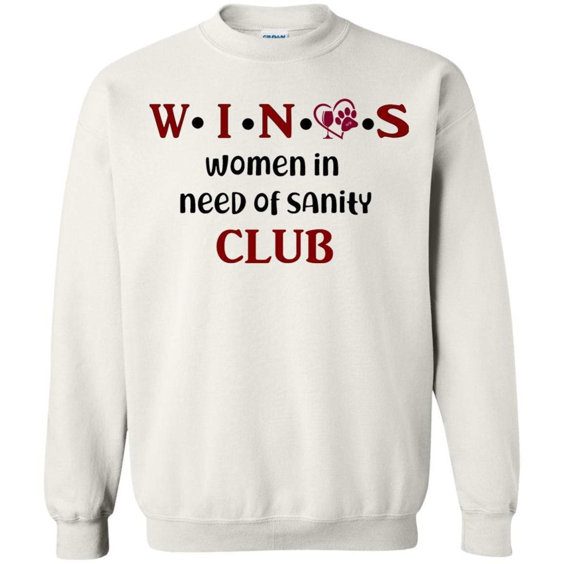 Sweatshirts White / S WineyBitches.Co WINOS Club Crewneck Pullover Sweatshirt 8 oz. (Burg Lettering) WineyBitchesCo