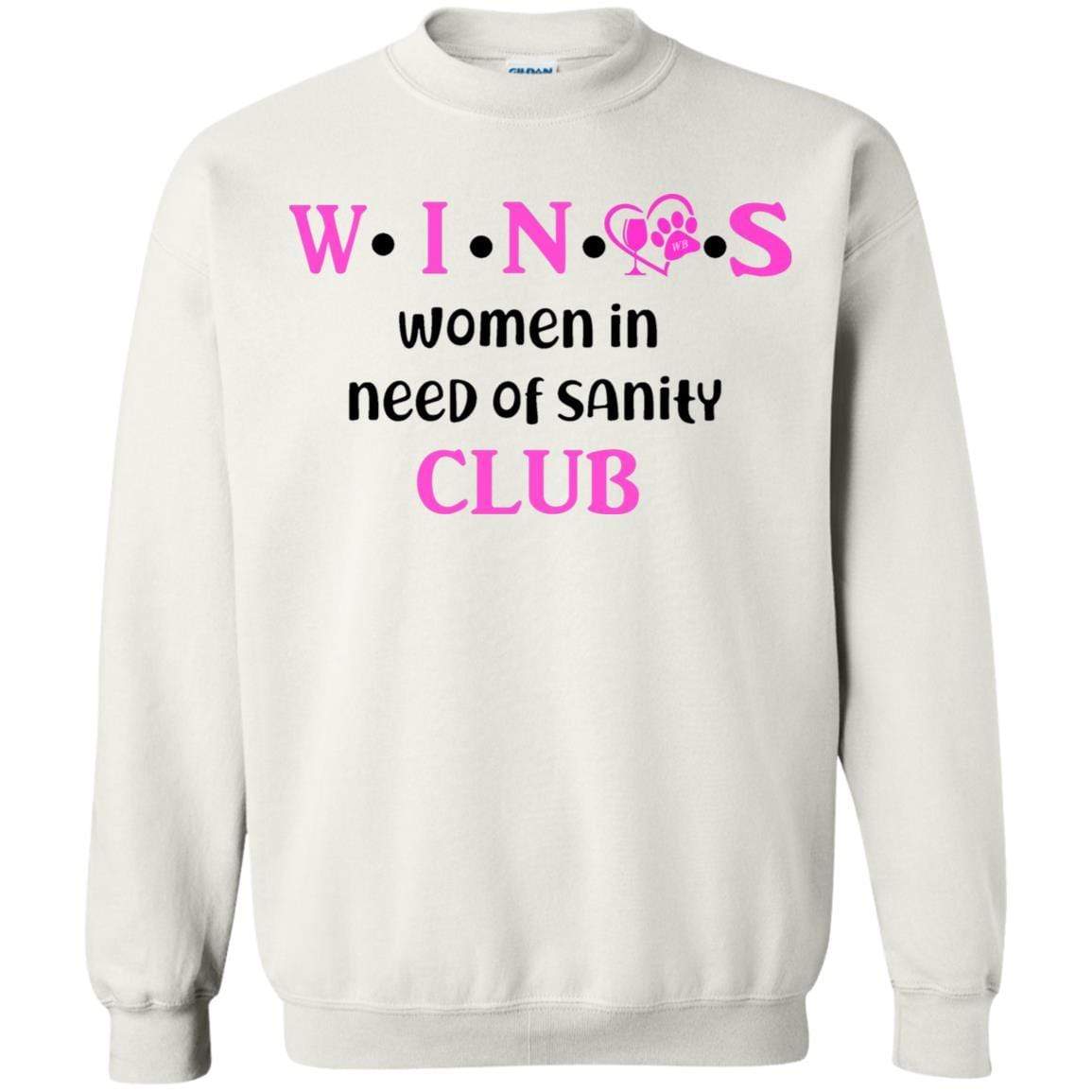 Sweatshirts White / S WineyBitches.Co WINOS Club Crewneck Pullover Sweatshirt 8 oz. (Pink Lettering) WineyBitchesCo