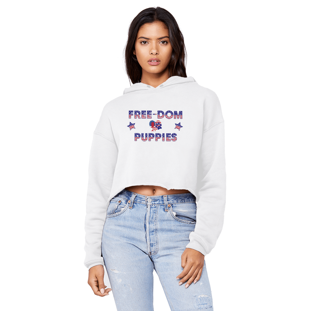Sweatshirts White / XS WineyBitches.Co Free-Dom Puppies Unisex Cropped Raw Edge Boyfriend Hoodie WineyBitchesCo