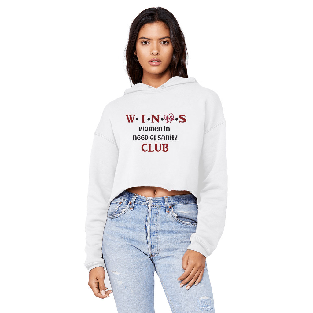 Sweatshirts White / XS WineyBitches.Co Winos Club Unisex Cropped Raw Edge Boyfriend Hoodie WineyBitchesCo