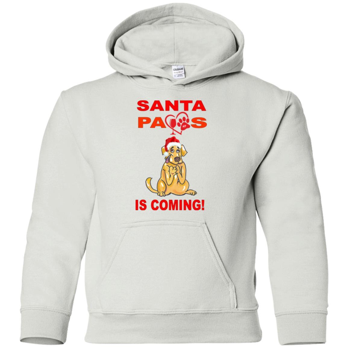 Sweatshirts White / YS WineyBitches.co Santa Paws Is Coming Youth Pullover Hoodie WineyBitchesCo