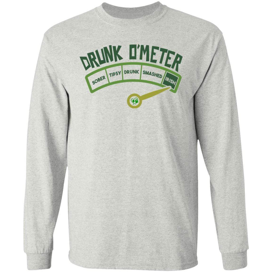 T-Shirts Ash / S Winey Bitches Co "Irish Drunk O'Meter" LS Ultra Cotton T-Shirt WineyBitchesCo