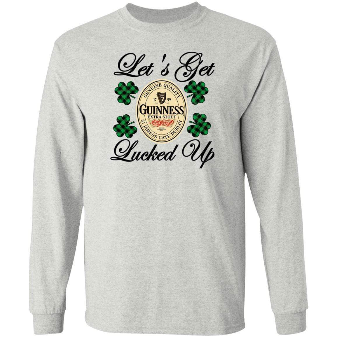 T-Shirts Ash / S Winey Bitches Co "Let's Get Lucked Up" Guinness LS Ultra Cotton T-Shirt WineyBitchesCo