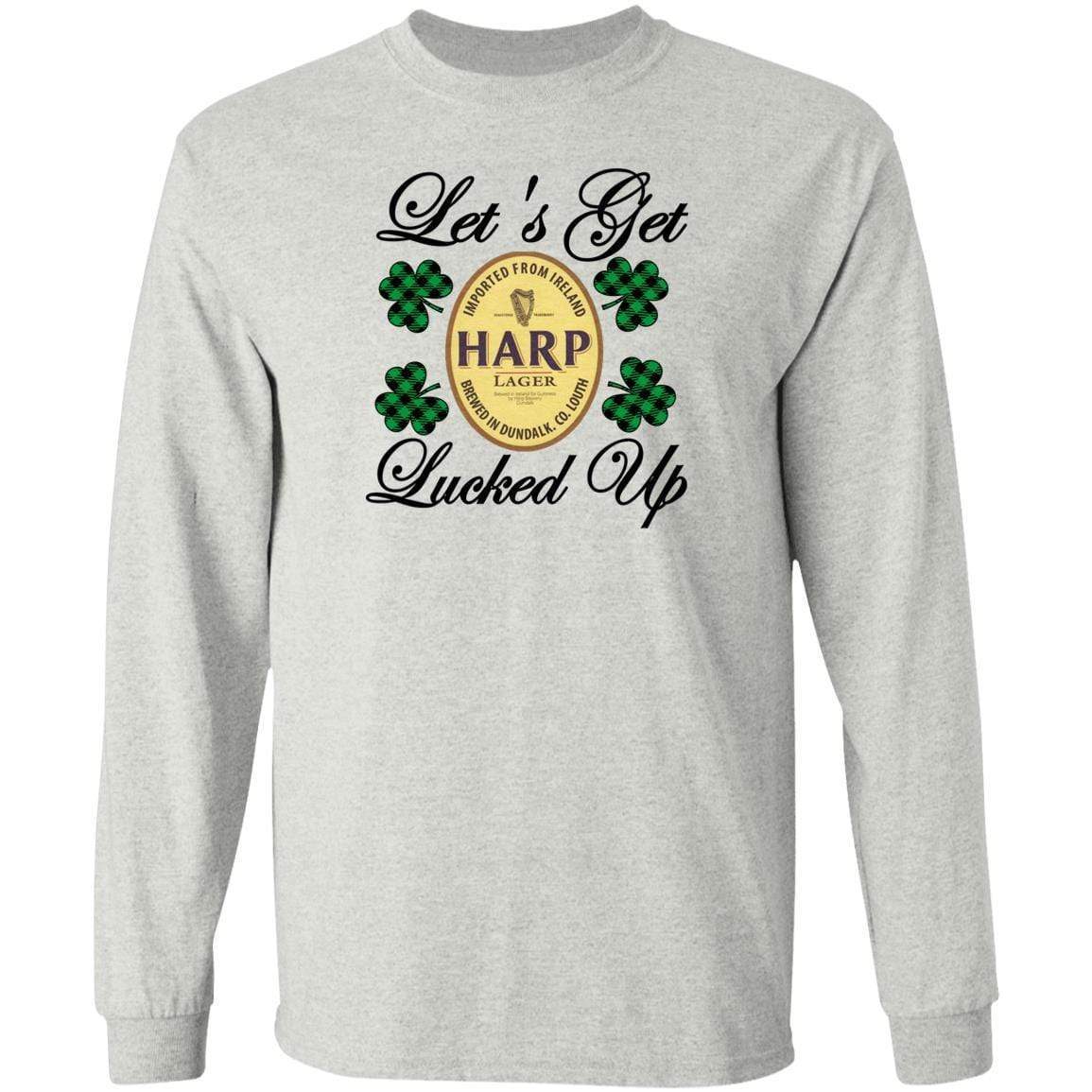 T-Shirts Ash / S Winey Bitches Co "Let's Get Lucked Up" Harp LS Ultra Cotton T-Shirt WineyBitchesCo