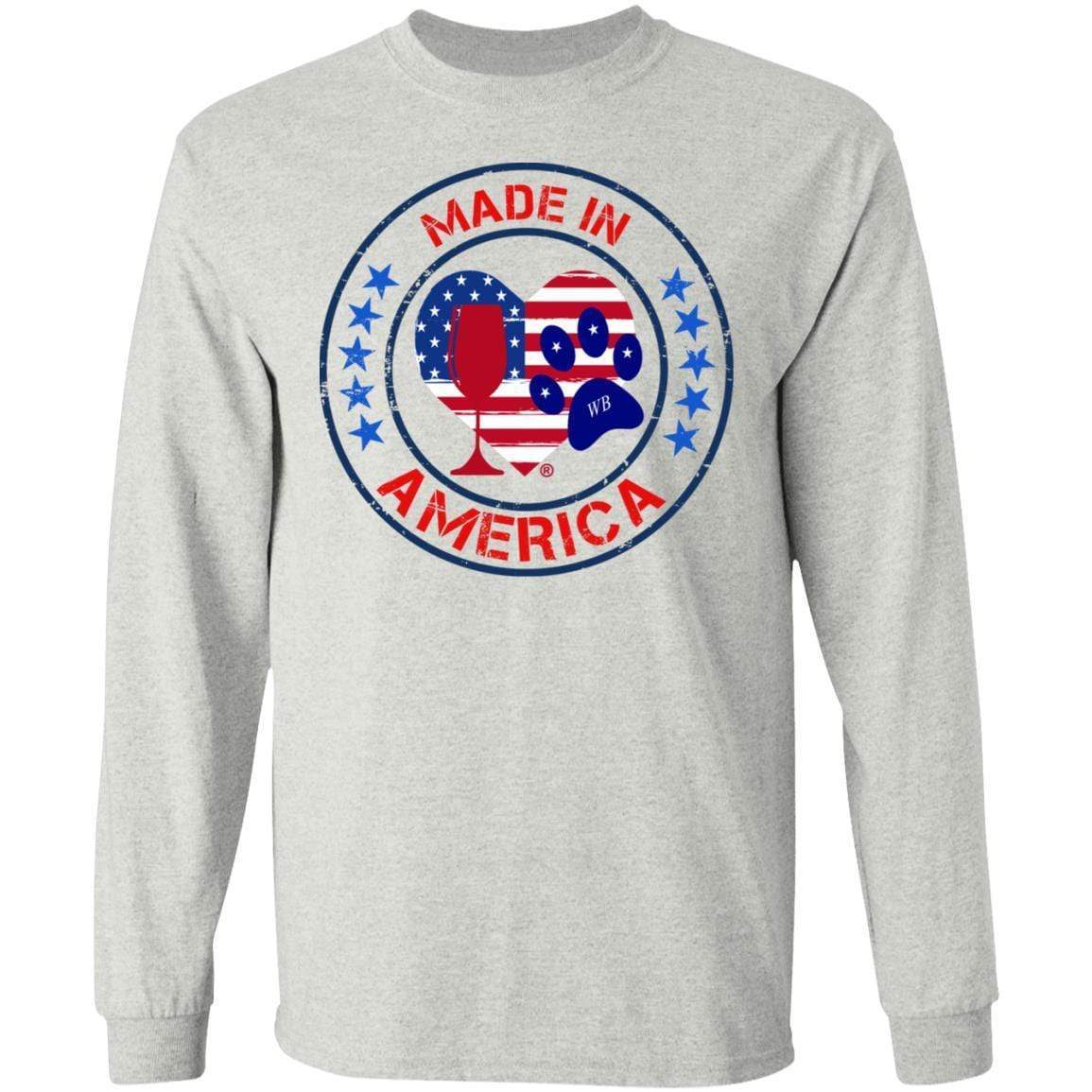 T-Shirts Ash / S Winey Bitches Co "Made In America" LS Ultra Cotton T-Shirt WineyBitchesCo