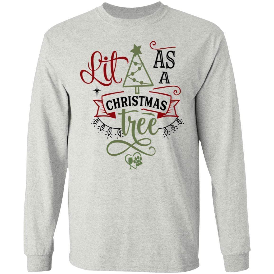 T-Shirts Ash / S WineyBitches.Co "Lit As A Christmas Tree" LS Ultra Cotton T-Shirt WineyBitchesCo
