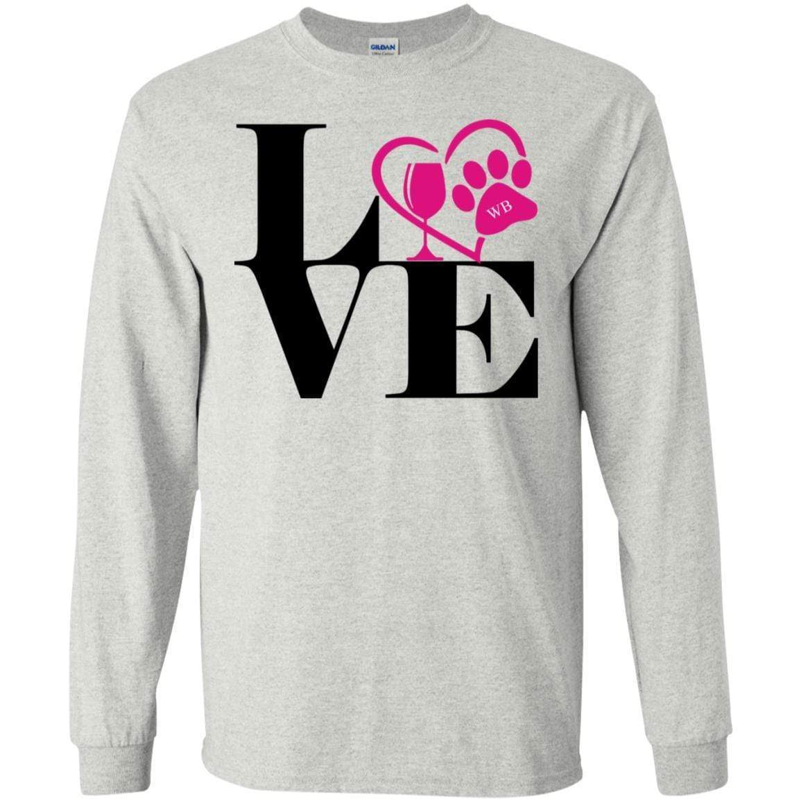 T-Shirts Ash / S WineyBitches.Co "Love Paw 2" LS Ultra Cotton T-Shirt WineyBitchesCo