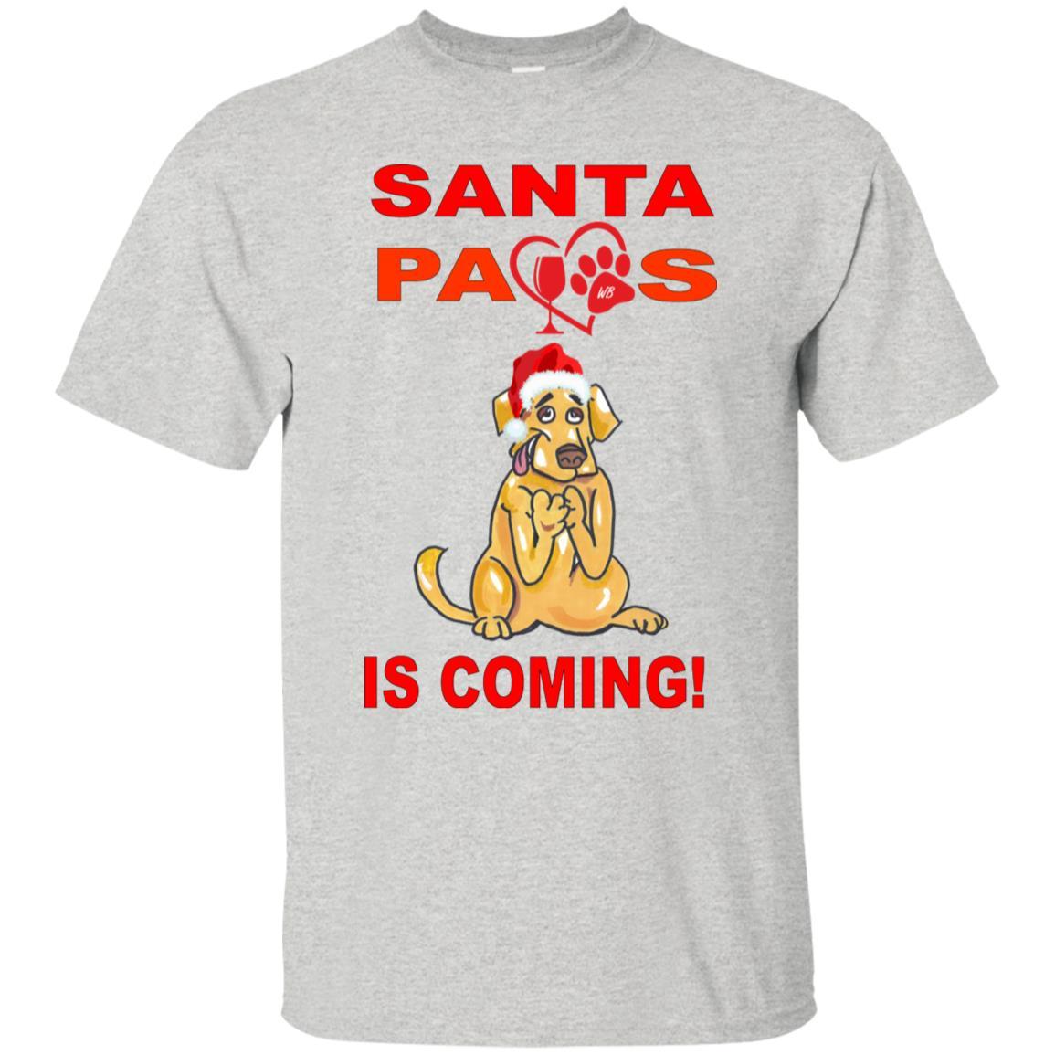 T-Shirts Ash / S WineyBitches.co "Santa Paws Is Coming" Ultra Cotton T-Shirt WineyBitchesCo