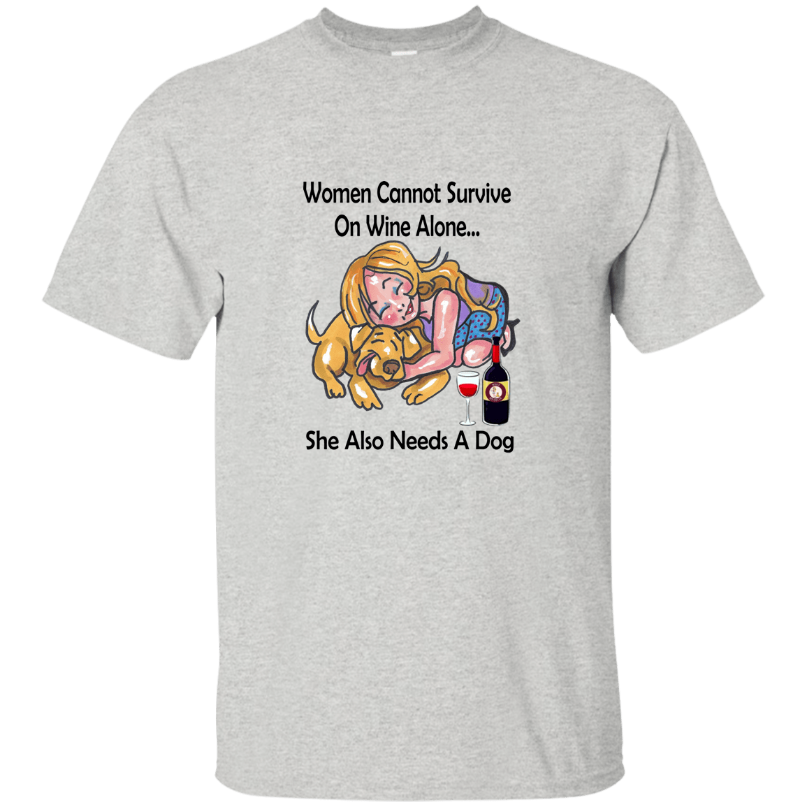 T-Shirts Ash / S WineyBitches.co "Women Cannot Survive On Wine Alone..." Blk Lettering T-Shirt WineyBitchesCo