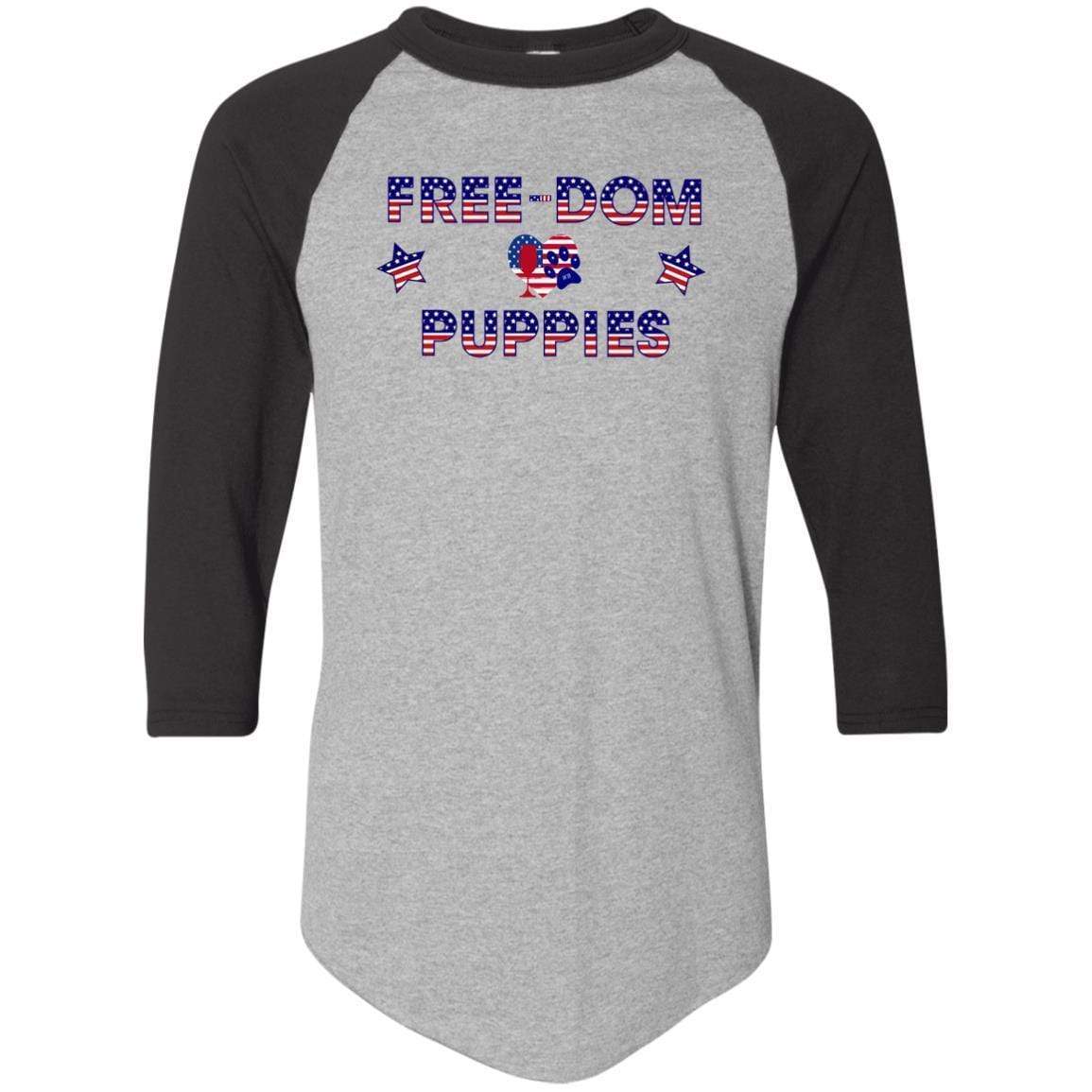 T-Shirts Athletic Heather/Black / S WineyBitches.Co Free-Dom Puppies Colorblock Raglan Jersey WineyBitchesCo