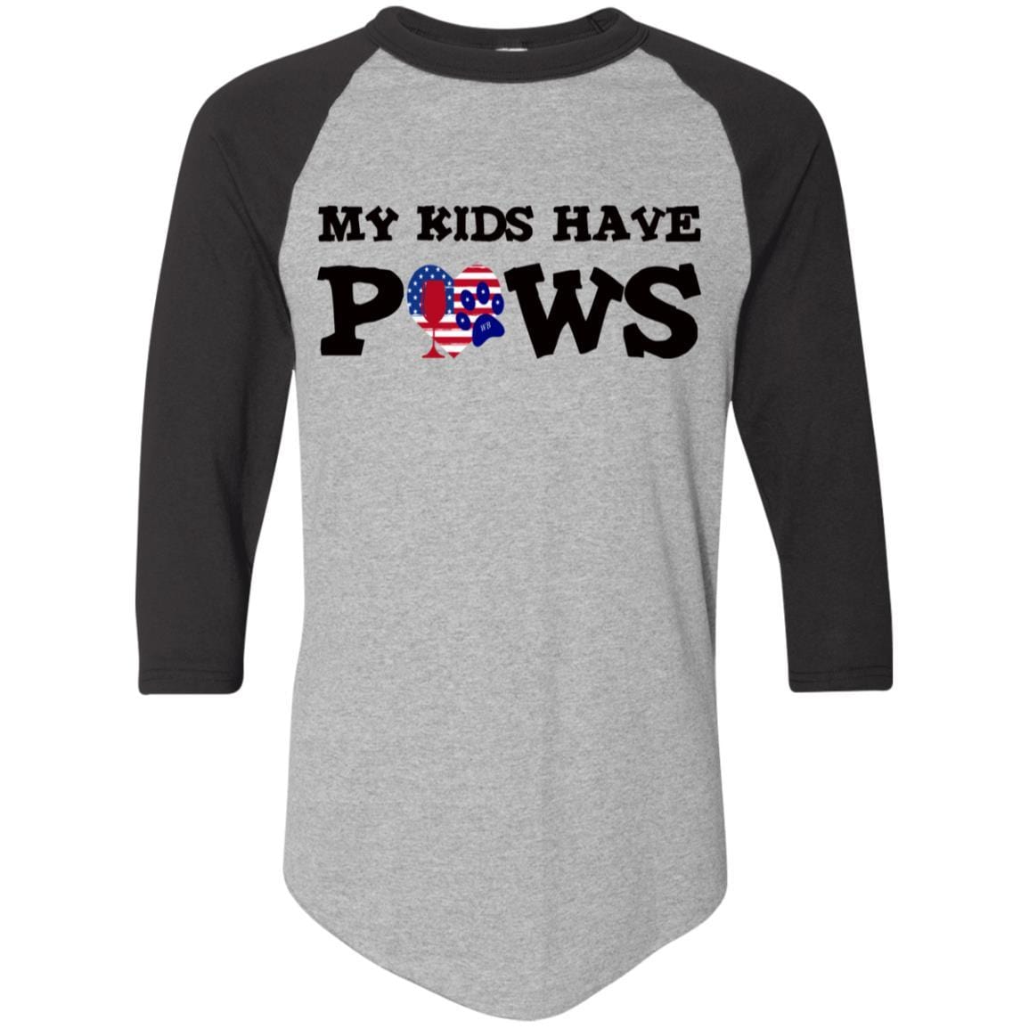 T-Shirts Athletic Heather/Black / S WineyBitches.Co My Kids Have Paws Colorblock Raglan Jersey WineyBitchesCo