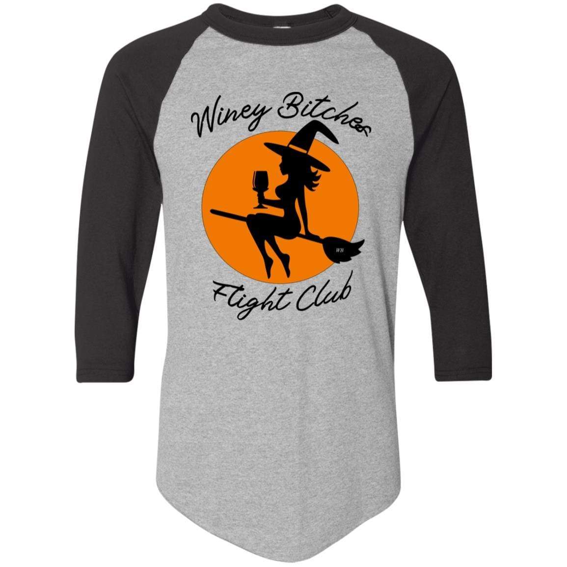 T-Shirts Athletic Heather/Black / S WineyBitches.Co "Winey Bitches Flight Club" Colorblock Raglan Jersey WineyBitchesCo