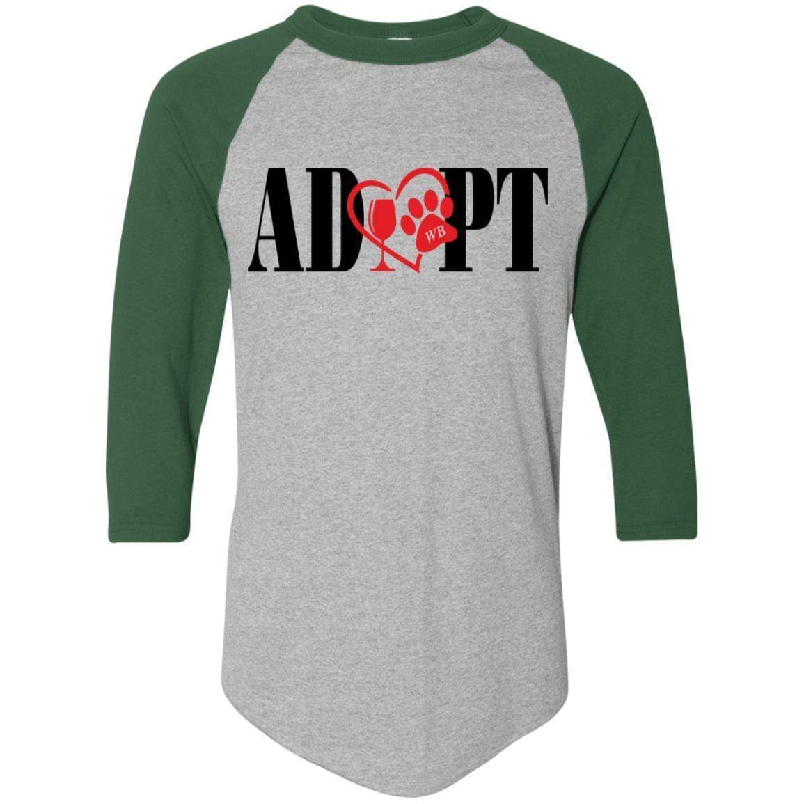 T-Shirts Athletic Heather/Dark Green / S Winey Bitches Co "Adopt" Augusta Colorblock Raglan Jersey WineyBitchesCo