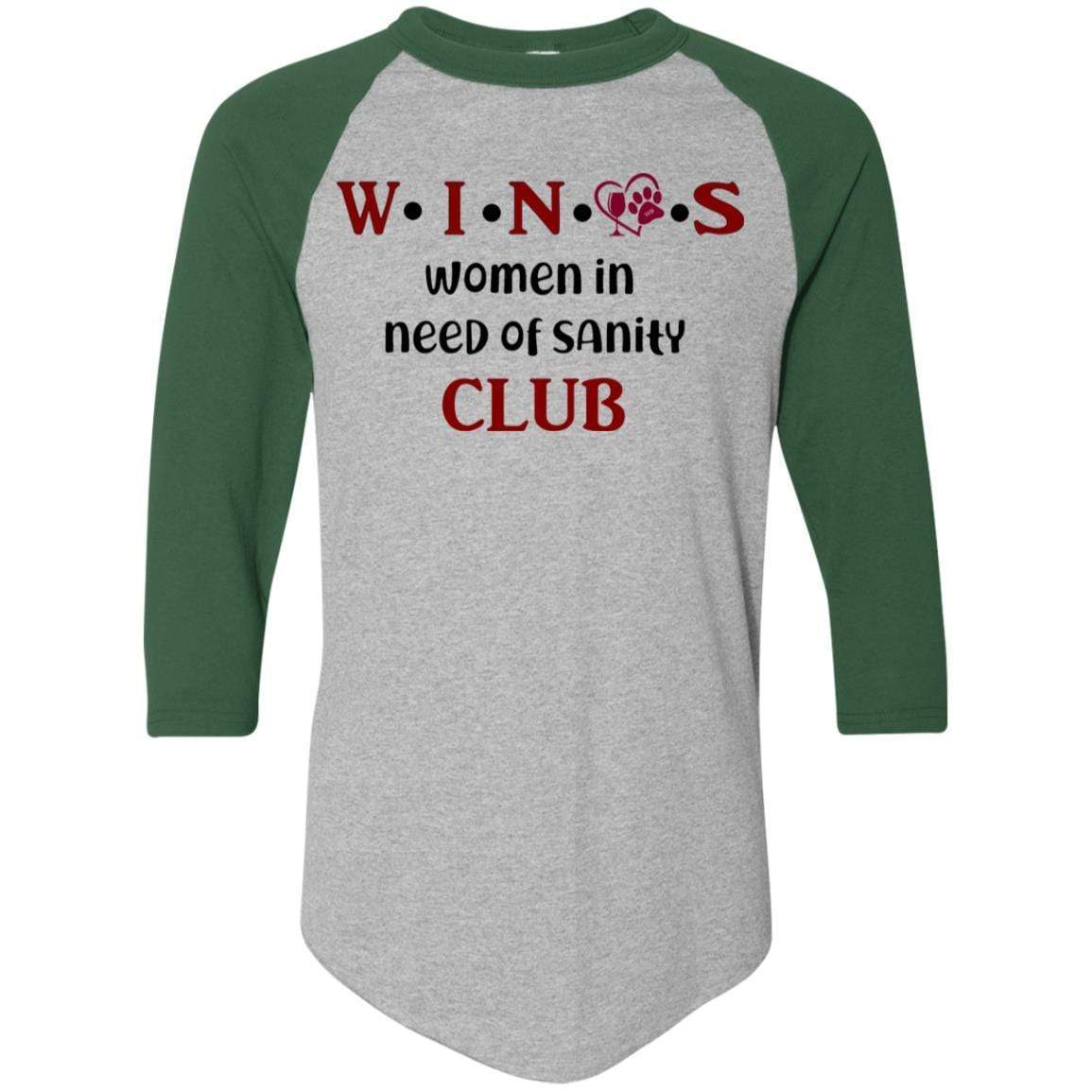 T-Shirts Athletic Heather/Dark Green / S WineyBitches.Co WINOS Club Colorblock Raglan Jersey (Burg Lettering) WineyBitchesCo