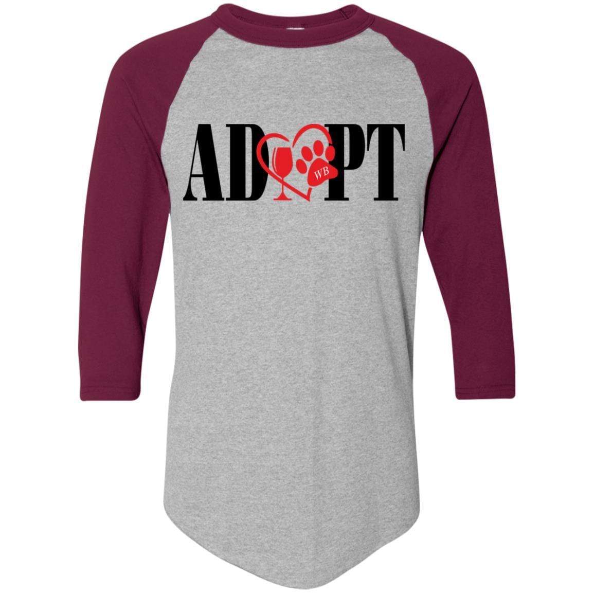 T-Shirts Athletic Heather/Maroon / S Winey Bitches Co "Adopt" Augusta Colorblock Raglan Jersey WineyBitchesCo
