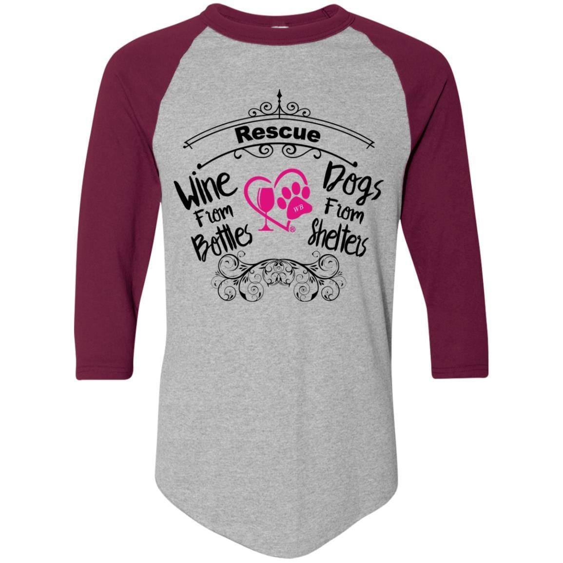 T-Shirts Athletic Heather/Maroon / S Winey Bitches Co "I Rescue Wine From Bottles & Dog From Shelters" Colorblock Raglan Jersey WineyBitchesCo
