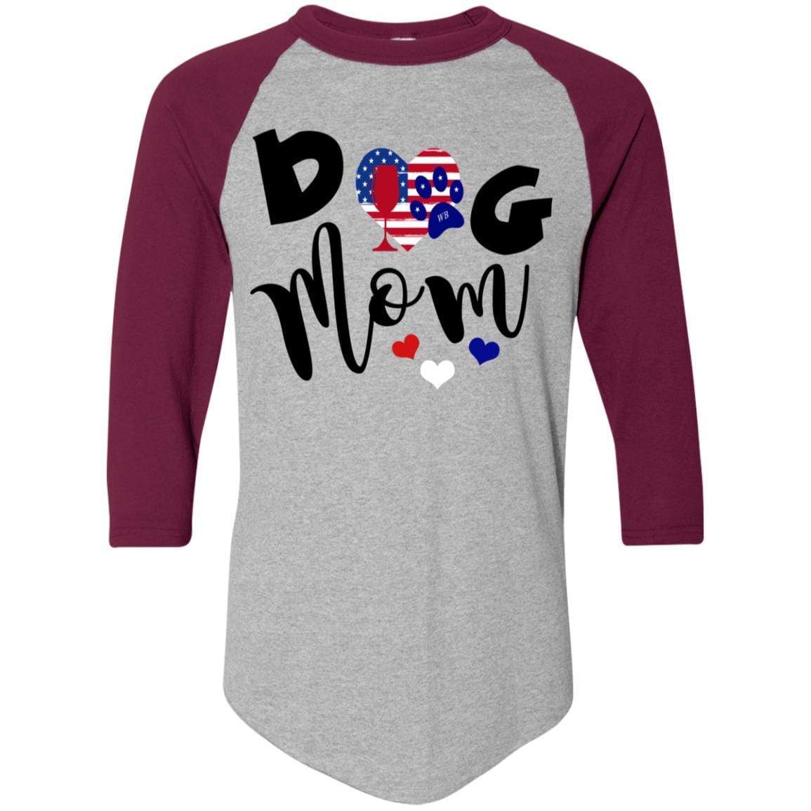 T-Shirts Athletic Heather/Maroon / S WineyBitches.Co Dog Mom Colorblock Raglan Jersey WineyBitchesCo