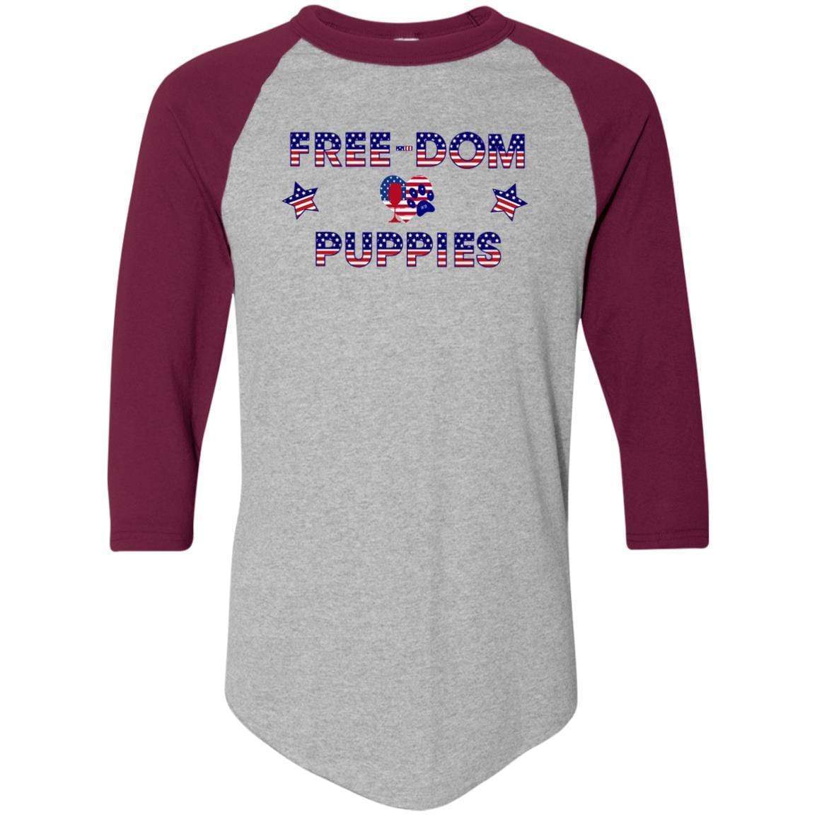 T-Shirts Athletic Heather/Maroon / S WineyBitches.Co Free-Dom Puppies Colorblock Raglan Jersey WineyBitchesCo