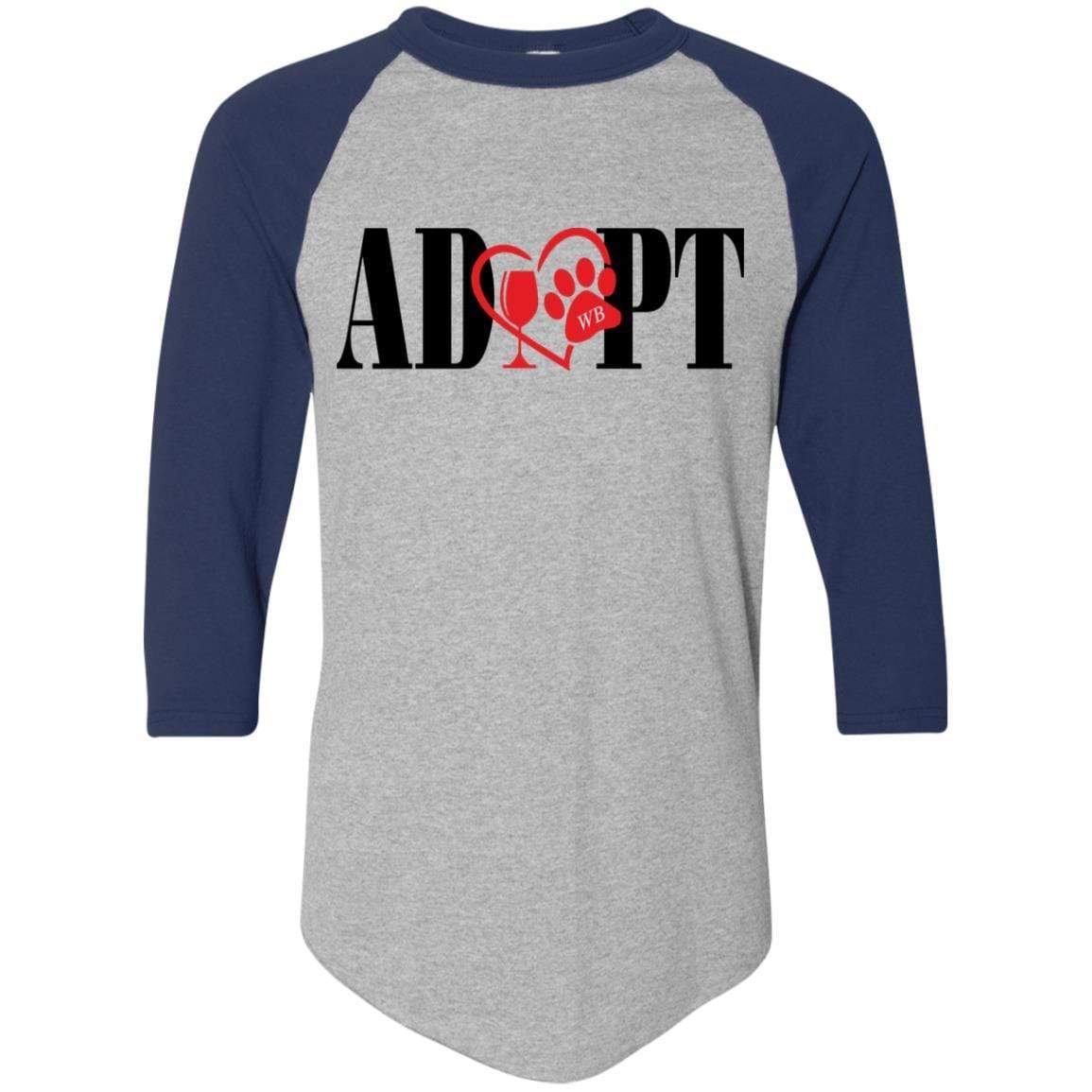 T-Shirts Athletic Heather/Navy / S Winey Bitches Co "Adopt" Augusta Colorblock Raglan Jersey WineyBitchesCo