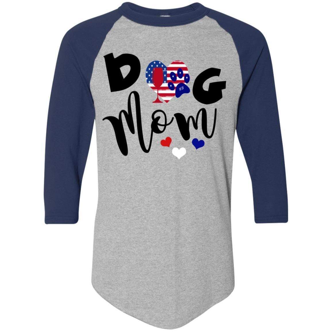T-Shirts Athletic Heather/Navy / S WineyBitches.Co Dog Mom Colorblock Raglan Jersey WineyBitchesCo