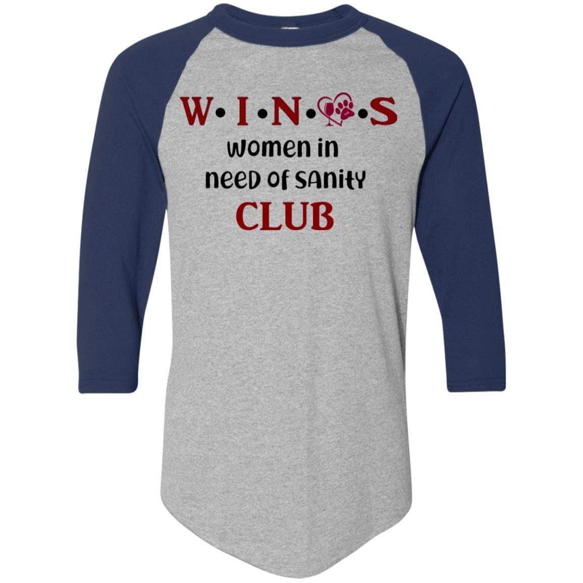 T-Shirts Athletic Heather/Navy / S WineyBitches.Co WINOS Club Colorblock Raglan Jersey (Burg Lettering) WineyBitchesCo