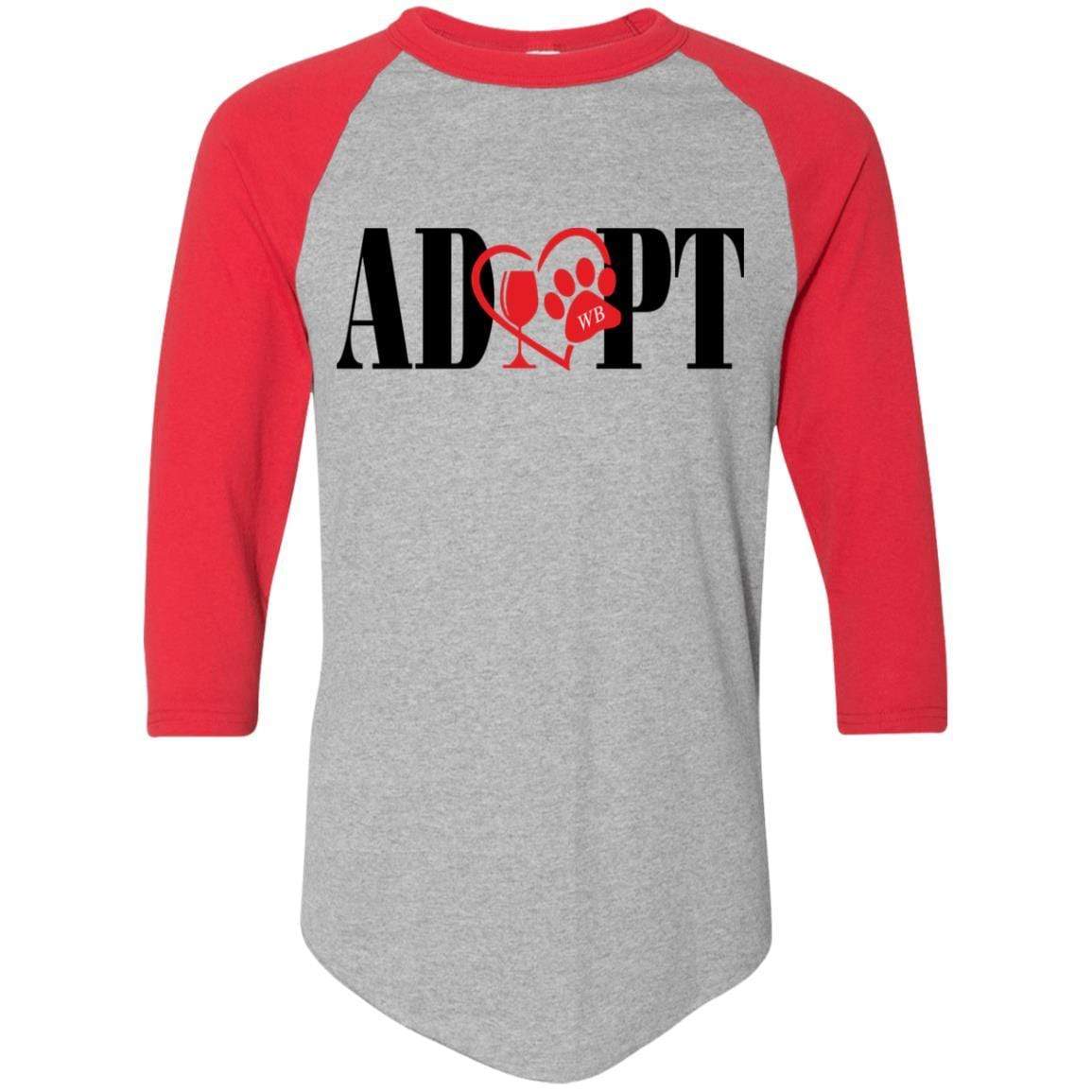 T-Shirts Athletic Heather/Red / S Winey Bitches Co "Adopt" Augusta Colorblock Raglan Jersey WineyBitchesCo