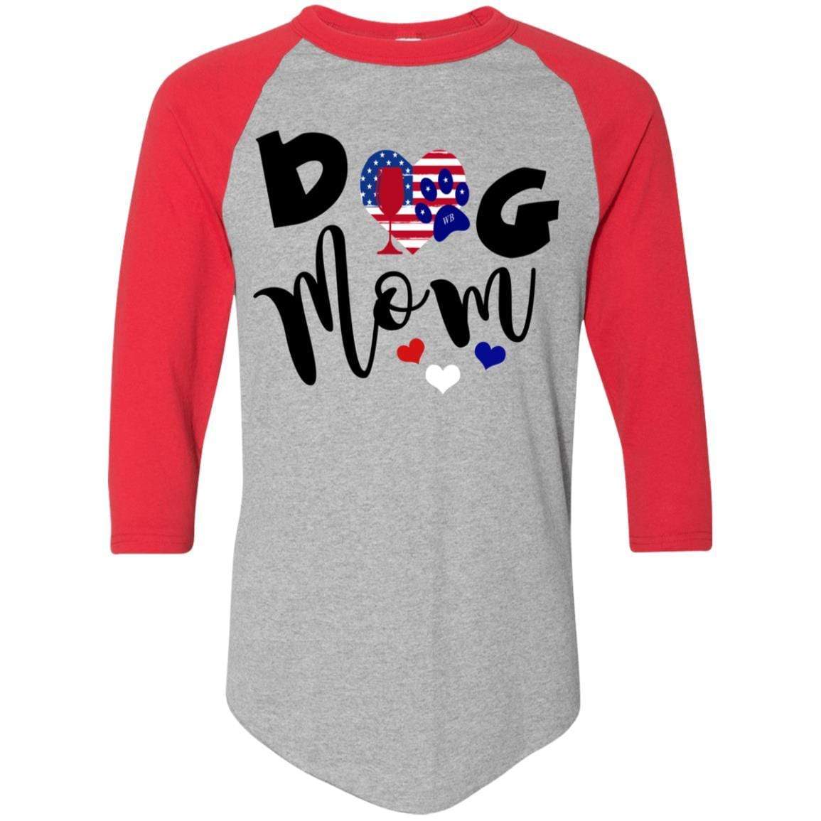 T-Shirts Athletic Heather/Red / S WineyBitches.Co Dog Mom Colorblock Raglan Jersey WineyBitchesCo
